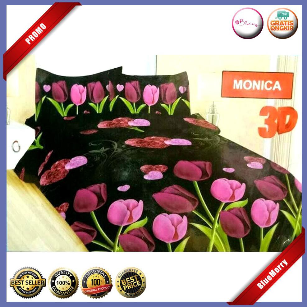 Sprei Bonita Monica Rumbai No.1 King 180 Seprai Hitam Tulip Pink Love BMSC898