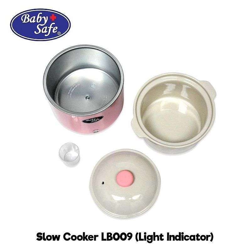 Slow Cooker Baby Safe LB009 Pink 0.8L with Light Indicator Perlengkapan Bayi Garansi Resmi 1th