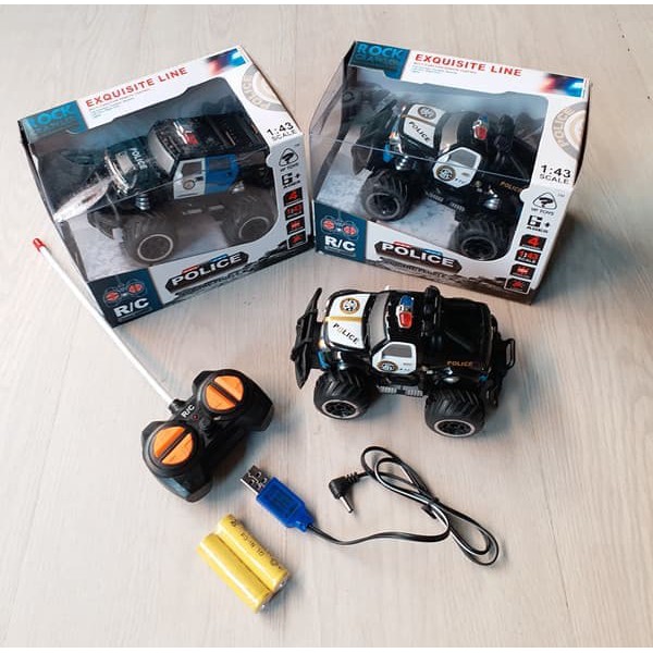 MAINAN ANAK RC SUV POLICE CAR MOBIL JEEP POLISI HITAM REMOTE CONTROL