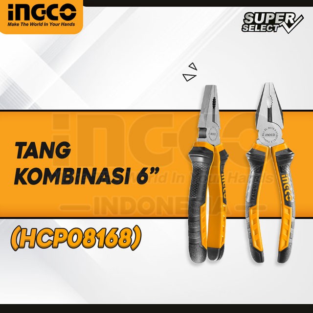 INGCO HCP08168 TANG KOMBINASI BASIC COMBINATION PLIERS 6 Inch / 160mm