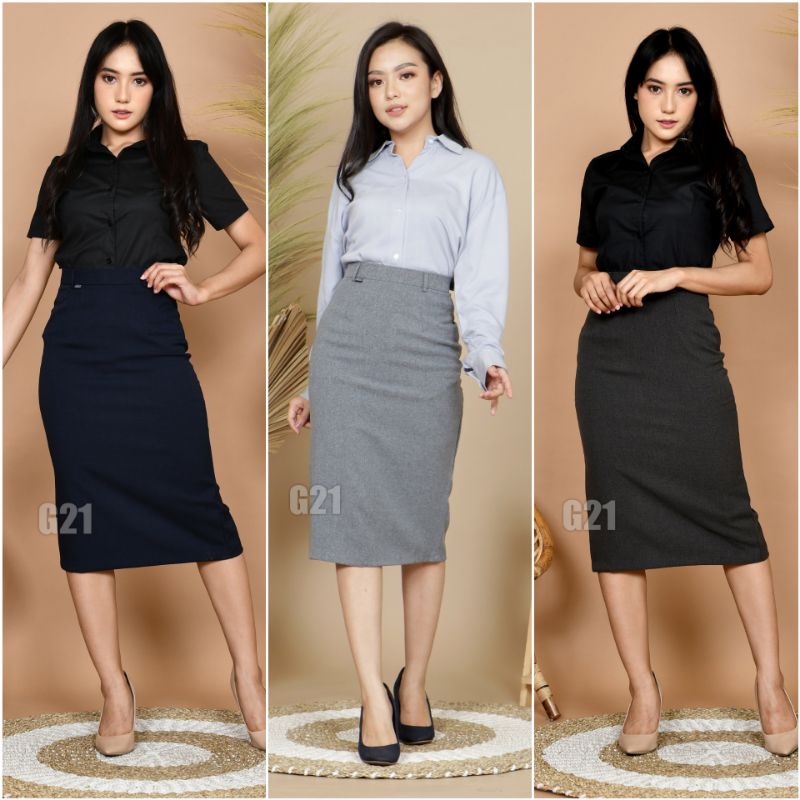 Rok Kerja Pendek Hitam Span 7/8 Bahan Formal Kantor