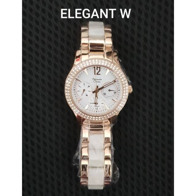 JAM TANGAN ALEXANDER CHRISTIE WANITA ORIGINAL AC 2463BF KERAMIK WHITE ROSEGOLD