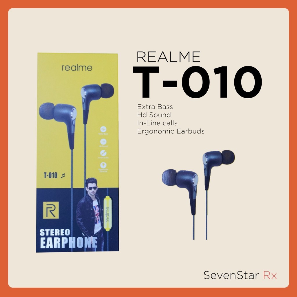 Headset Earphone Musik Realme Model Tipe T-010 T-015 T-018 Original