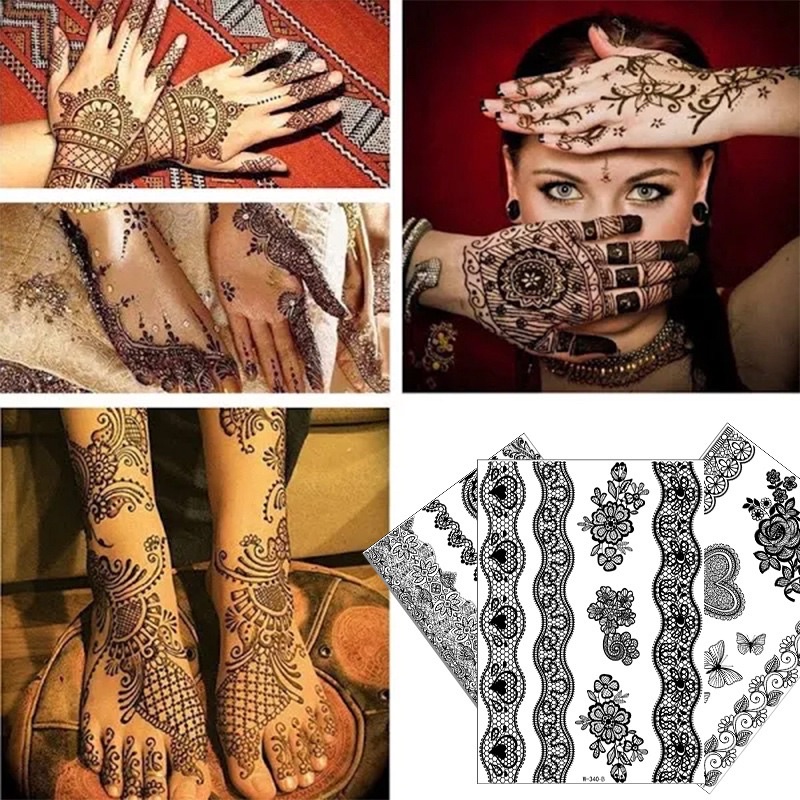 HENNA INSTAN Merah maroom / Hitam /HENA TATTO PENGANTIN 1 pcs 1 tangan