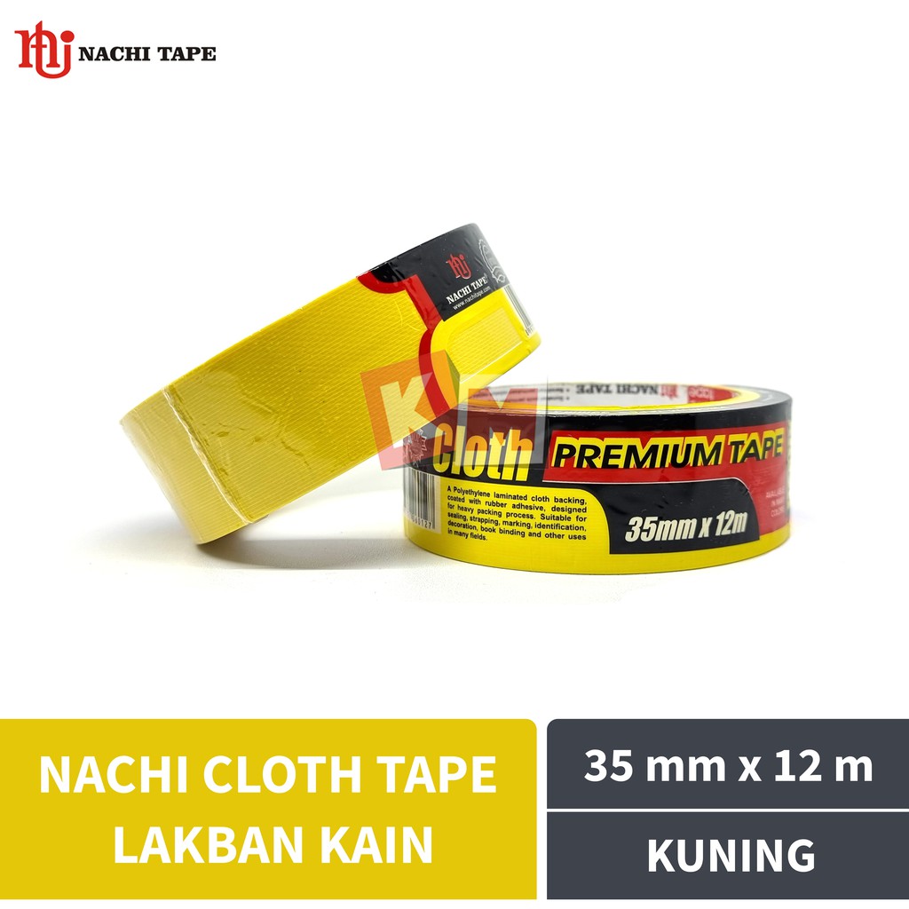 Lakban Kain Kuning Nachi Cloth Tape 35 mm / 1.5 Inch x 12 meter / 35mm