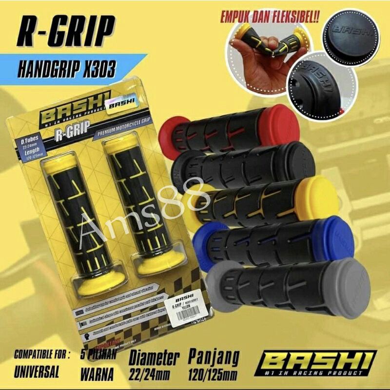 Handgrip Handfat Grip Bashi Original Karet Empuk +Stiker Bashi Untuk Semua Motor Universal