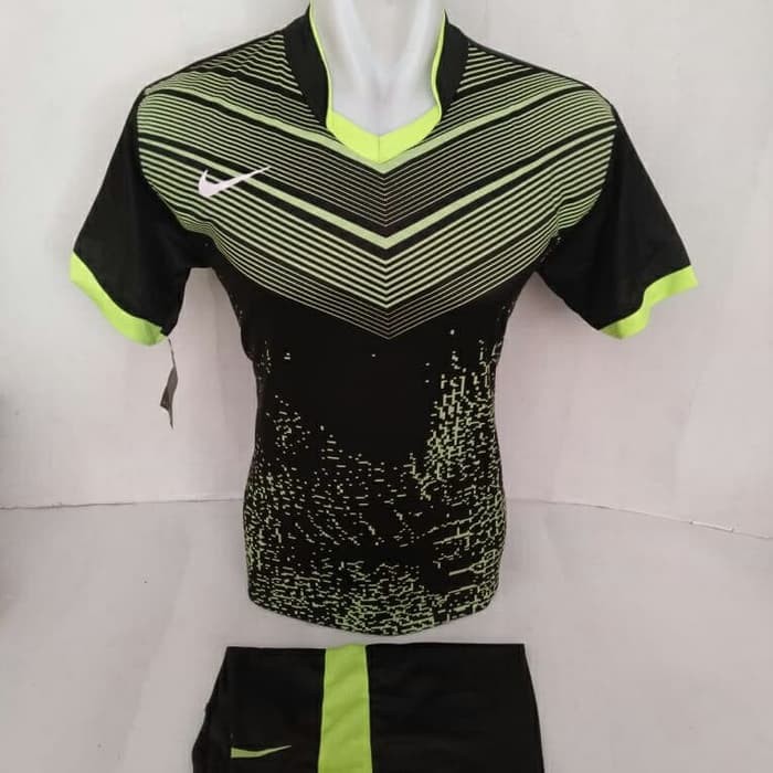 promo juara  Jersey Futsal / Volly Nike Hitam Hijau Local Quality