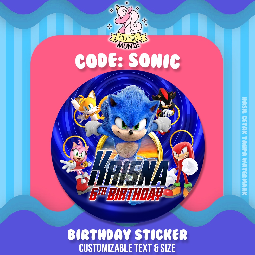 

Sticker Birthday Custom - Sonic Hedgehog & Friends (20pcs) Sticker Ulang Tahun