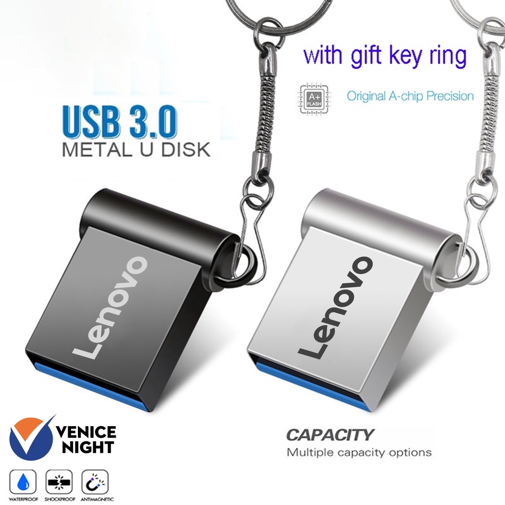 (HH) Lenovo 2TB Flash Disk USB 3.0 Anti Air Bahan Metal Untuk Komputer