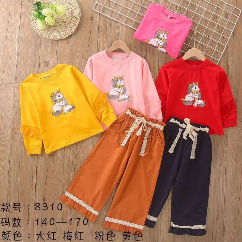 SC-312 Uk 9-13thn/ Setelan celana kulot anak cewek tanggung / Setelan celana anak perempuan /