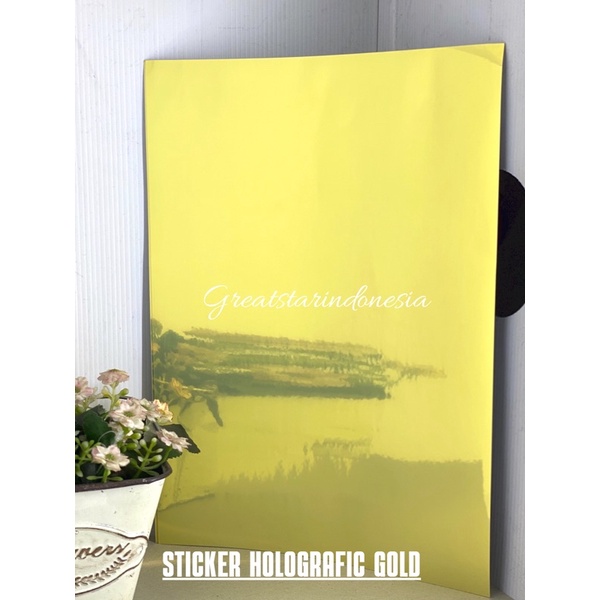 

STICKER GOLD HOLOGRAFIC WATER PROFF !!! A4/10 LEMBAR