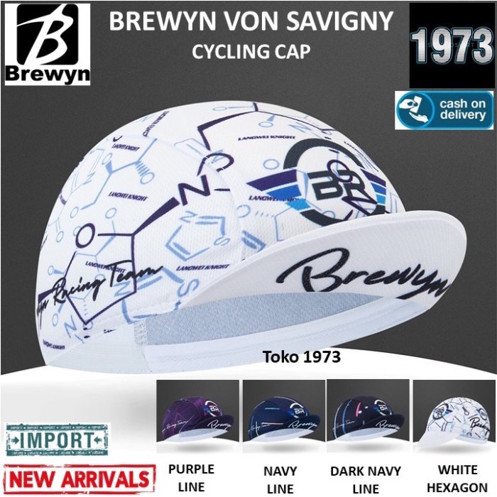 topi  Topi sepeda : BREWYN VON SAVIGNY - cycling cap topi gowes - FREE BOX  - WHITE HEXAGON(B3T3) To