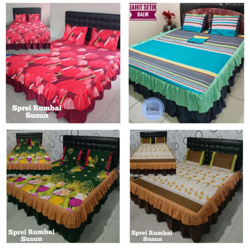 SPREI RUMBAI SUSUN UKURAN 160x200 TERMURAH(KEMASAN TAS)