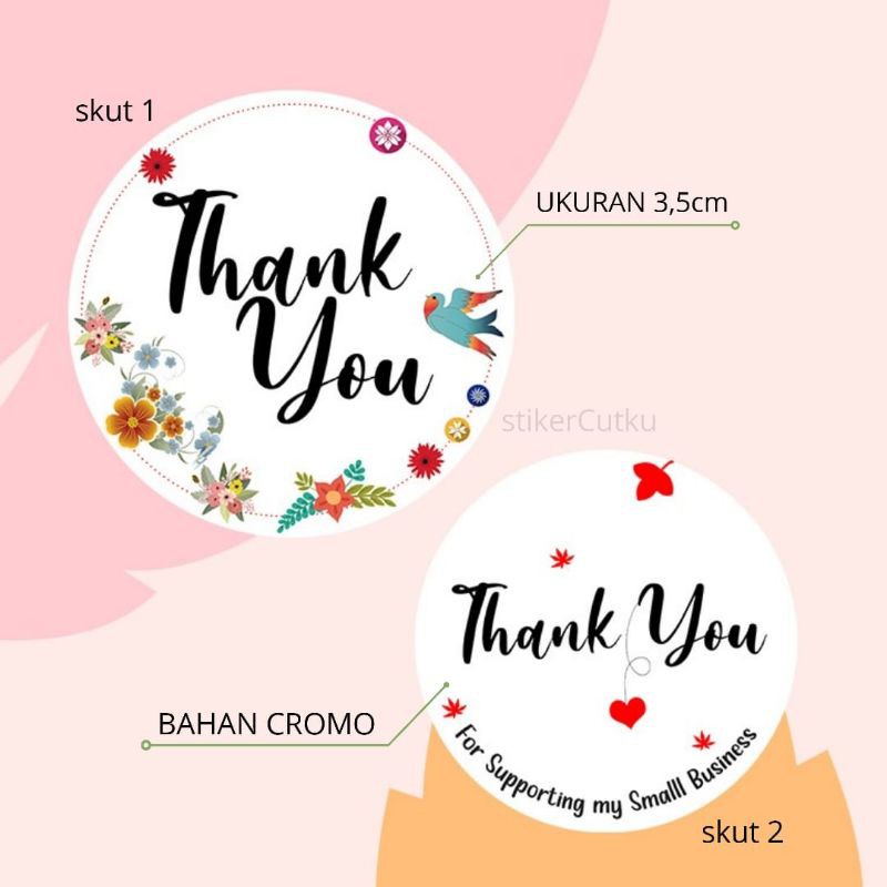 

STIKER LABEL CROMO BONTAK / STICKER LABEL KEMASAN / STIKER CUTTING / STIKER THANK YOU / STIKER UCAPAN TERIMA KASIH / BEKASI / TANGGERANG / STIKER LABEL CUP / STIKER MINUMAN