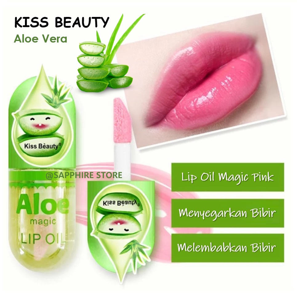 Lip Oil Kiss Beauty Magic Pink Aloe Vera Sugar Nana Bangkok Original THAILAND / Lipgloss Bening Lip Oil Bibir Bening Korea Murah / Lip Balm Korea Pemerah Bibir Pelembab Bibir / Liptint Korea Lipbalm Lipstik Tahan Lama Anti Air Make Up Kosmetik Wanita Pria