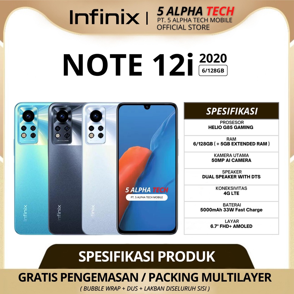 INFINIX NOTE 12i 6/128GB ( + 5GB EXTENDED RAM ) GARANSI RESMI INFINIX