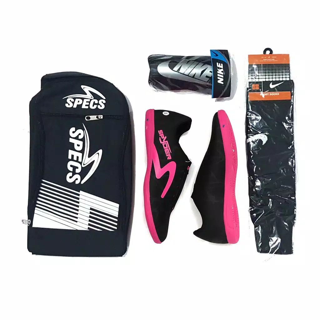 Sepatu Futsal Specs Spyder Warna Hitam Pink, Paket All In One