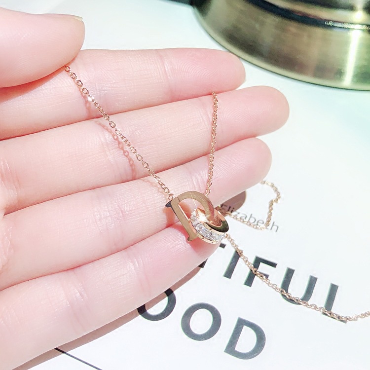 Bisa Cod Fashion Kalung Wanita 18K Emas Asli Kalung Titanium Rosegold kalung Anti Karat Tahan Air Hadiah Liburan Terbaik