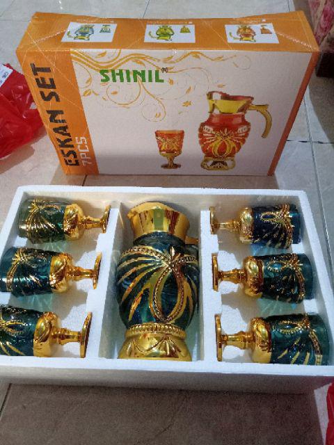 Teko Dan Gelas - Teko Air Zam Zam Kaca Glass - Oleh Oleh Haji Dan Umroh