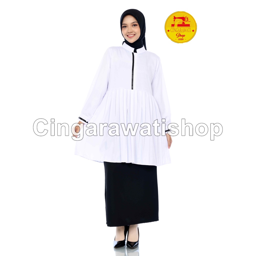 Tunik Putih Lis Hitam Pns Seragam Putih Pemda Wanita Tunik Baju putih Tunik Toyobo Premium Baju Dina