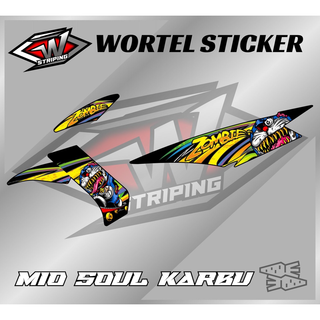 Striping Mio Soul Karbu-Striping Stiker Hologram Motor Mio Soul Karbu Doraemon Z