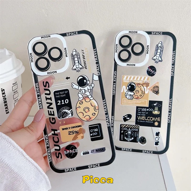 Soft Case Transparan Desain Astronot Nasa NFC Untuk Xiaomi Redmi Note 9 8 10s 9s 11s 9 10 11 Pro Max Plus Redmi 10A 9 10 9C 9T 10C 9T 9C 9C M4 M3 X3 Pro