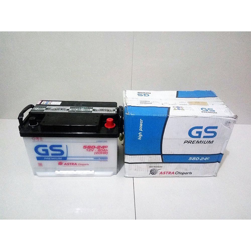 Aki GS premium 580-24C untuk mobil BMW, Spin Diesel, Jeep Mercy