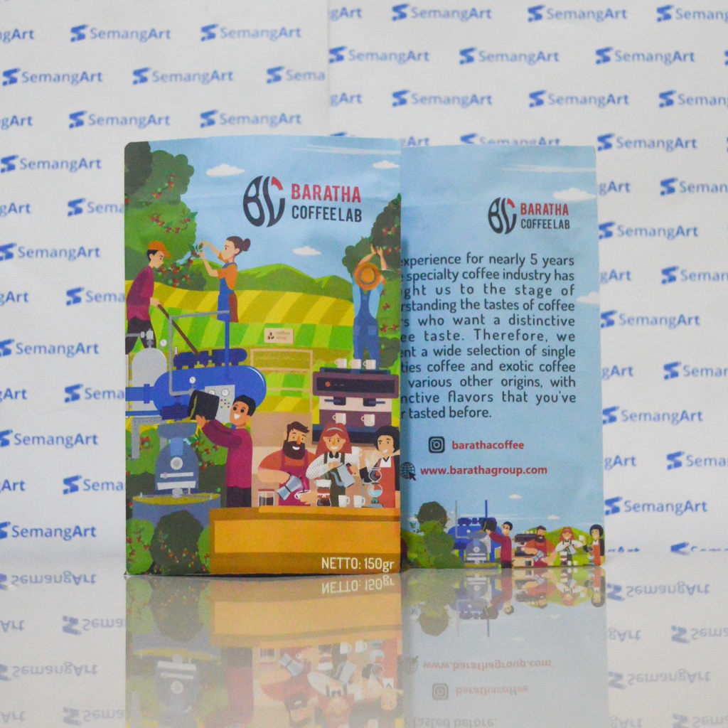 Cetak Kemasan Standing Pouch 18x26 Non Zipper Ziplock desain Custom