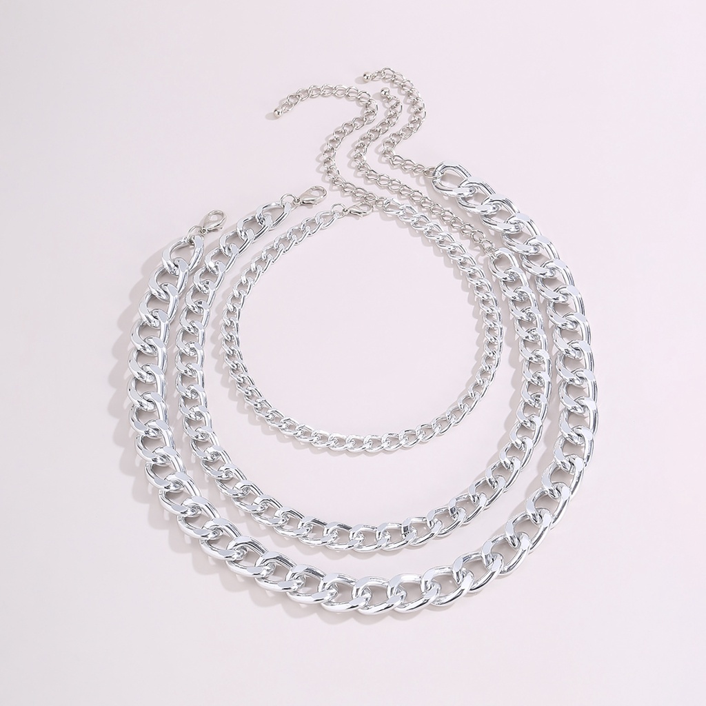 Hu Hu Hu Hu Hu Alat Bantu Pasang Kacamata♡ 3pcs / Set Kalung Choker Rantai Klavikula Bahan Alloy Untuk Wanita