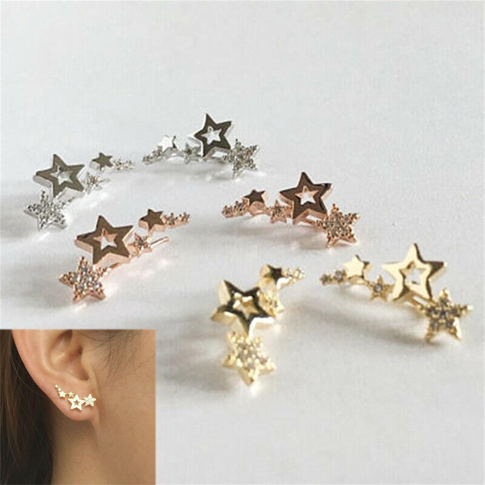 R-flower Star Earrings Hadiah Untuk Wanita Gadis Rose Gold Jewerlry Piercing