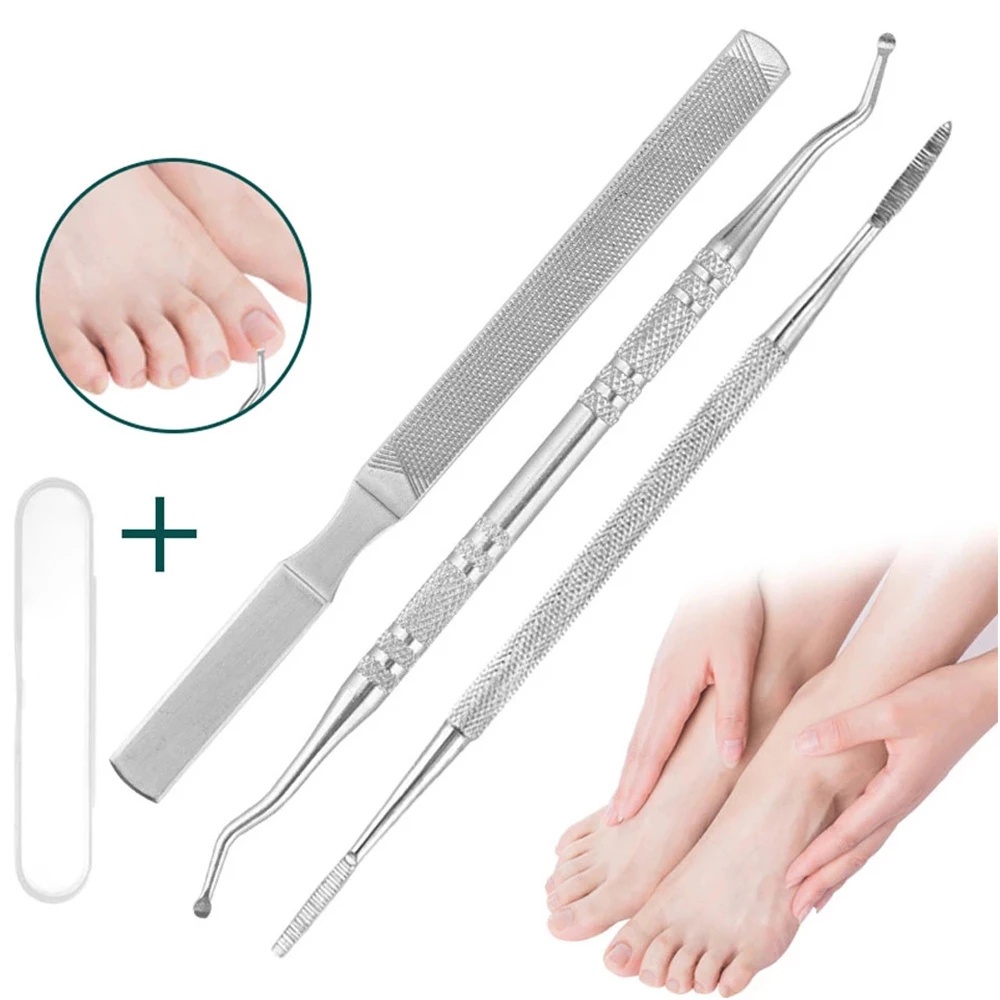 3pcs / Set Alat Kikir Kuku Kaki Bahan Stainless Steel Untuk Manicure / Pedicure