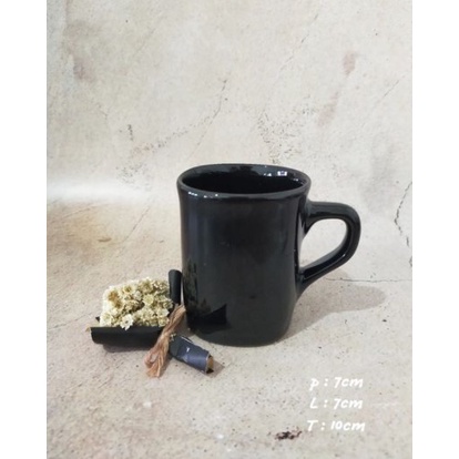 Gelas Mug Keramik 300ml Hitam Polos