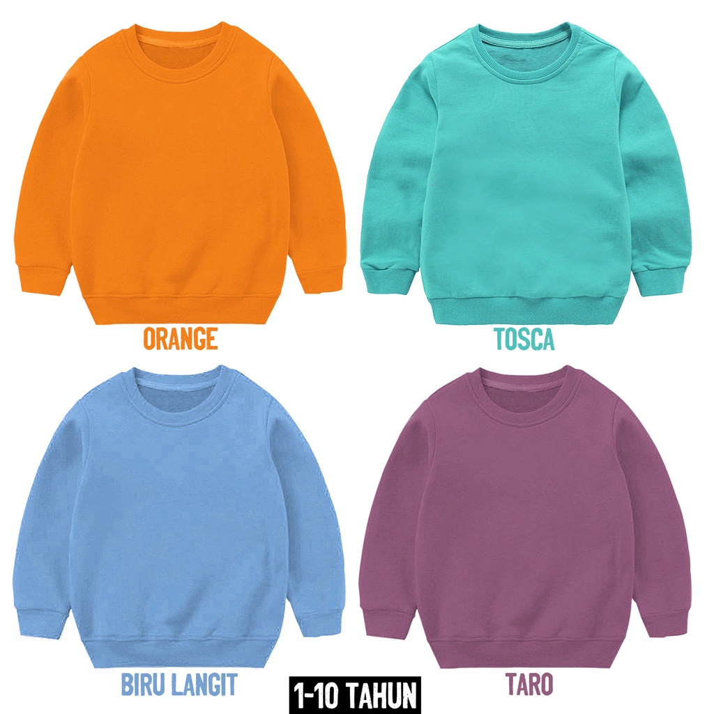 SWEATER ANAK POLOS SWEATER POLOS CREWNECK POLOS BASIC CREWNECK ANAK 1-10 TAHUN LAI-LAKI PEREMPUAN KAOS POLOS SENJA