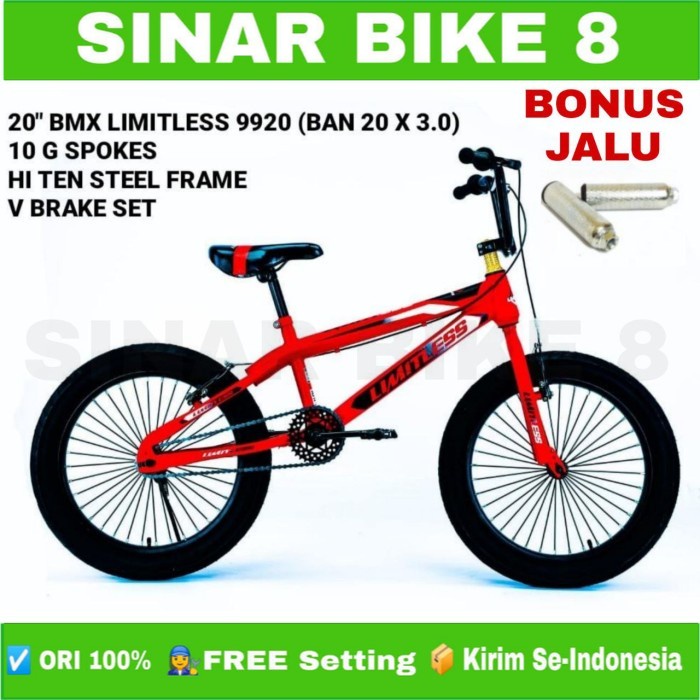 Sepeda Anak Laki Ukuran 20 Inch BMX LIMITLESS 9920 Ban Jumbo Bonus Jalu