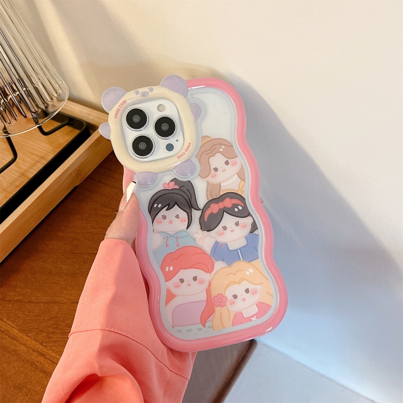 Soft Case Pelindung Bumper Shockproof Pola Gelombang Kecil Monster Untuk iPhone 14 13 12 11 Pro Max X Xr Xs Max 7 8 6 6s Plus SE