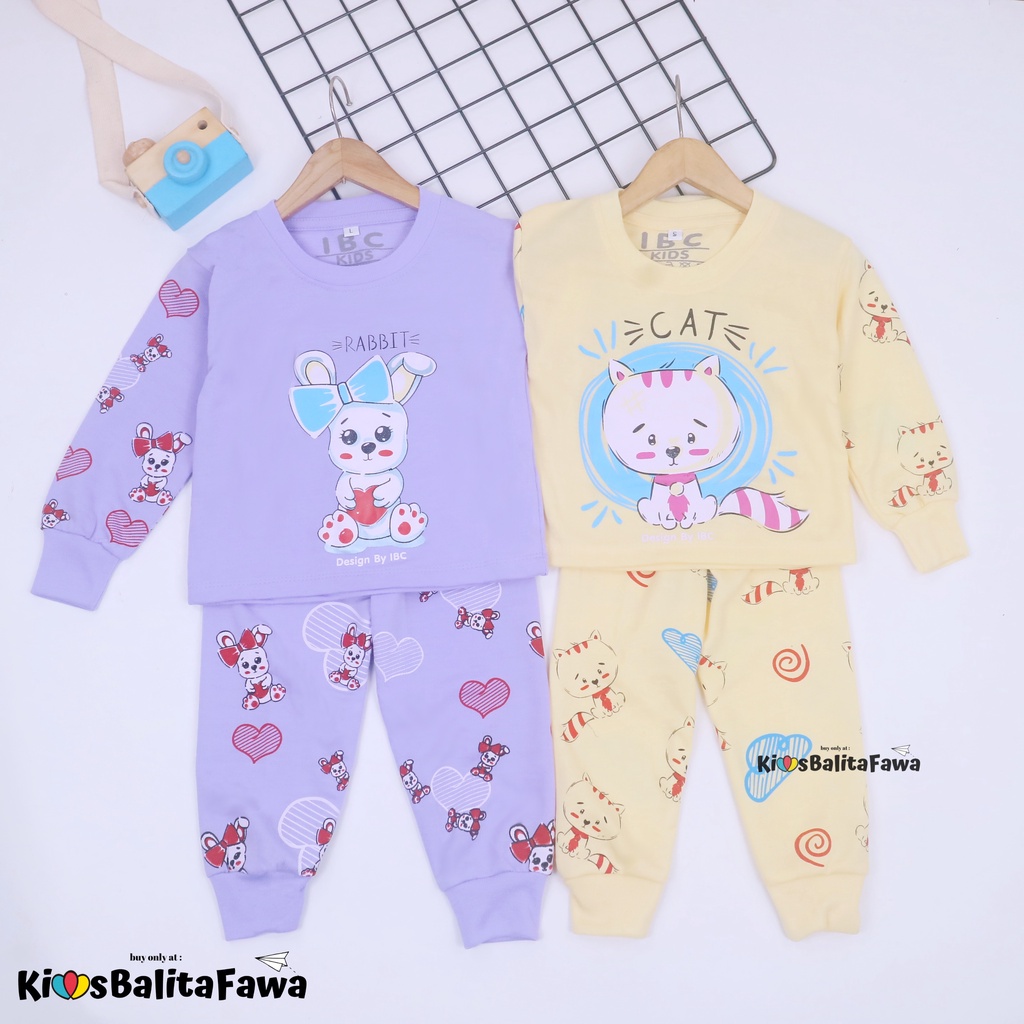 Setelan Chava uk 3-4 Tahun / Baju Lengan Panjang Anak Perempuan Premium Cotton Tebal Pakaian Tidur