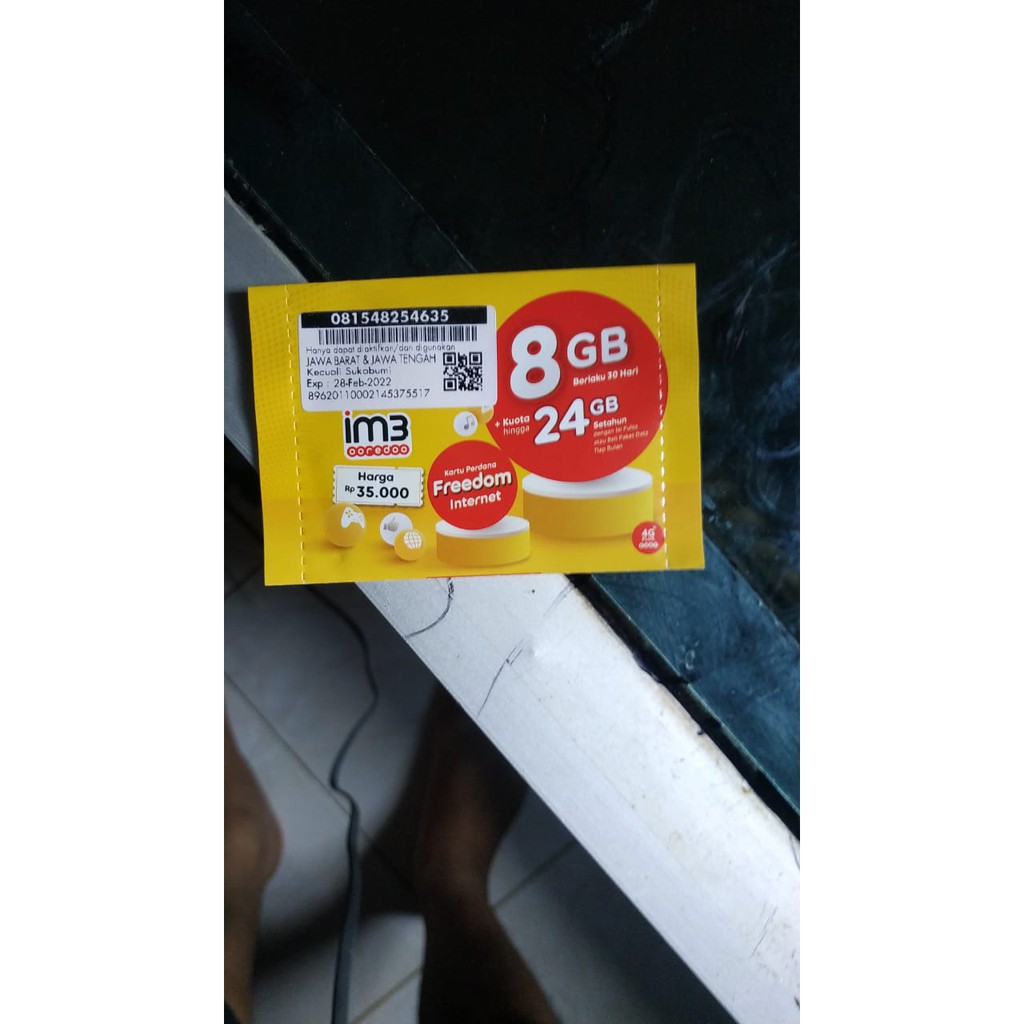 perdana indosat 8gb full