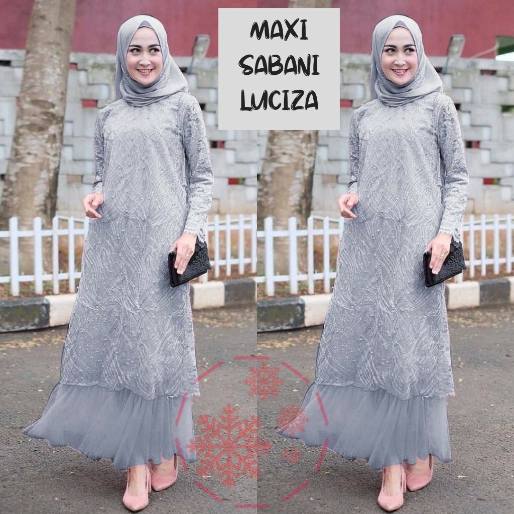GAMIS BRUKAT | GAMIS TANIA | S-M,L,XL,XXL BAHAN TILE RUBY MUTIARA DRESS BUSUI BROKAT POLKADOT / BAJU