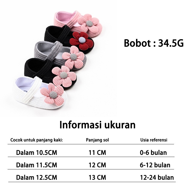 Sunny Rabbit bayi sepatu bayi dengan nonslip import motif bunga/babyfit sepatu prewalker KNIT ROSE sepatu anak bayi import (B253)