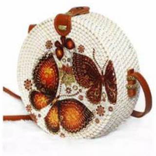  Tas  rotan  bulat  bali motif deko gambar Shopee  Indonesia