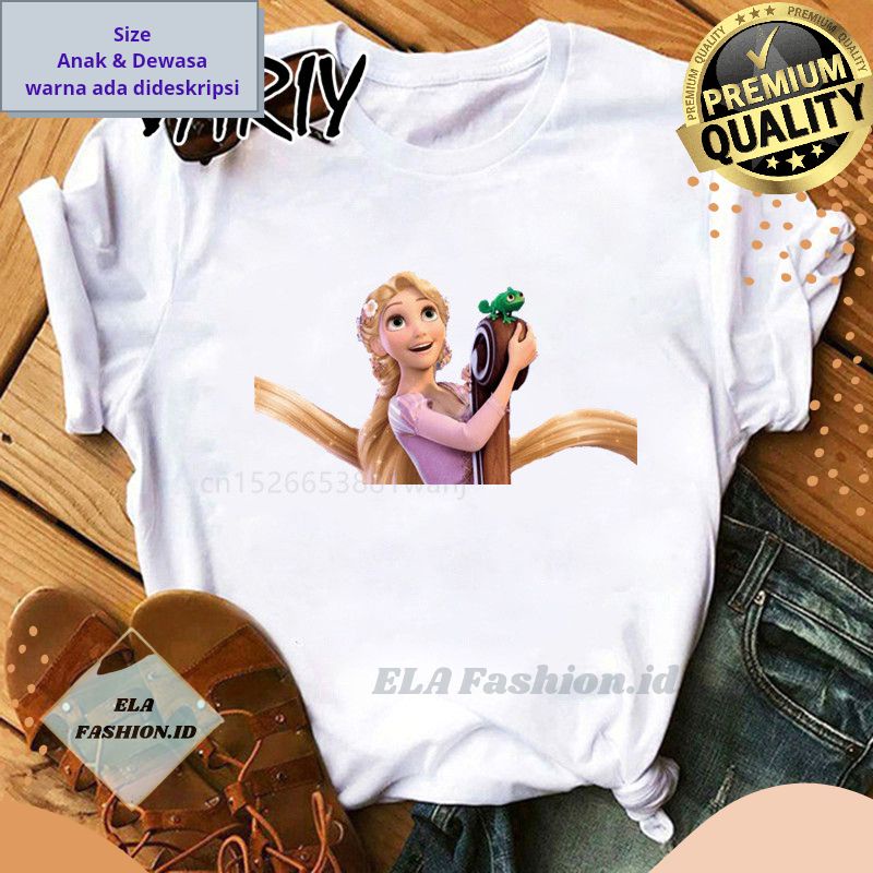 Kaos Rapunzel Anak dan Dewasa / Kaos Disney Kartun Kawaii