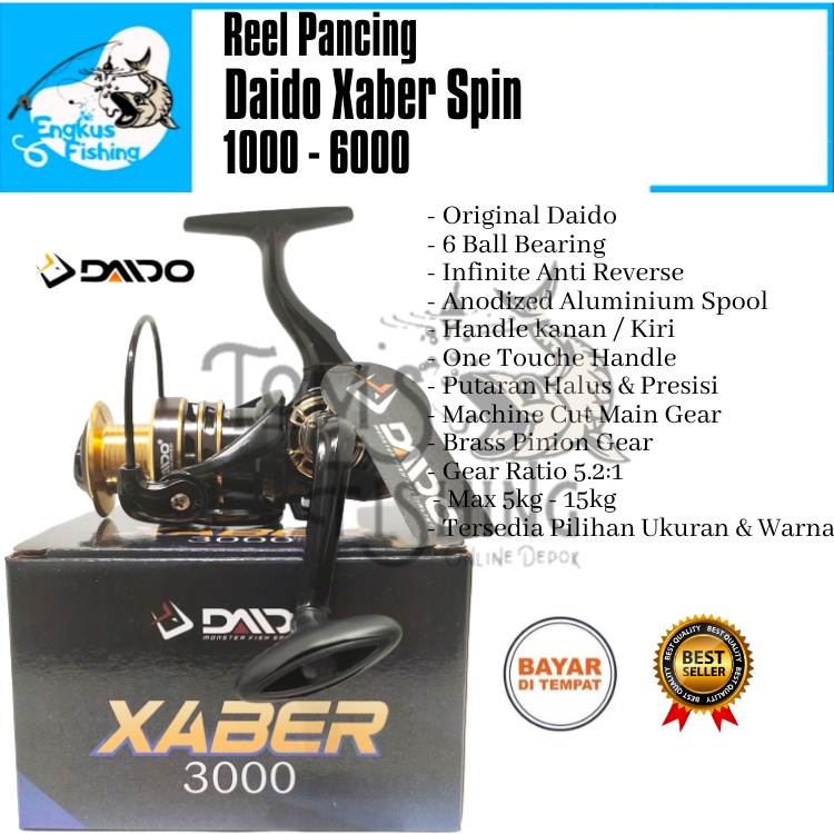 Reel Pancing Daido Xaber Spin 1000 - 6000 (6 Bearing) Alumunium Murah Berkualitas - Engkus Fishing