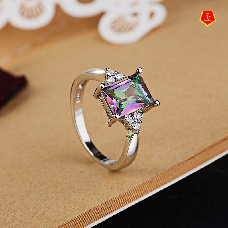 [Ready Stock]Creative Personality Inlaid Colored Gem Ring