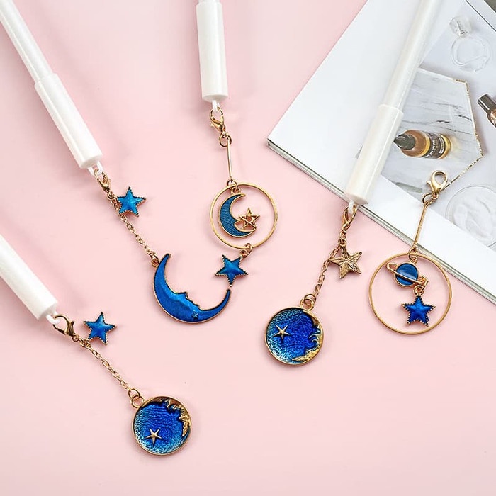 

MURAH Pulpen Gel Unik / Pen Gel Motif Bulan Bintang Biru Cantik