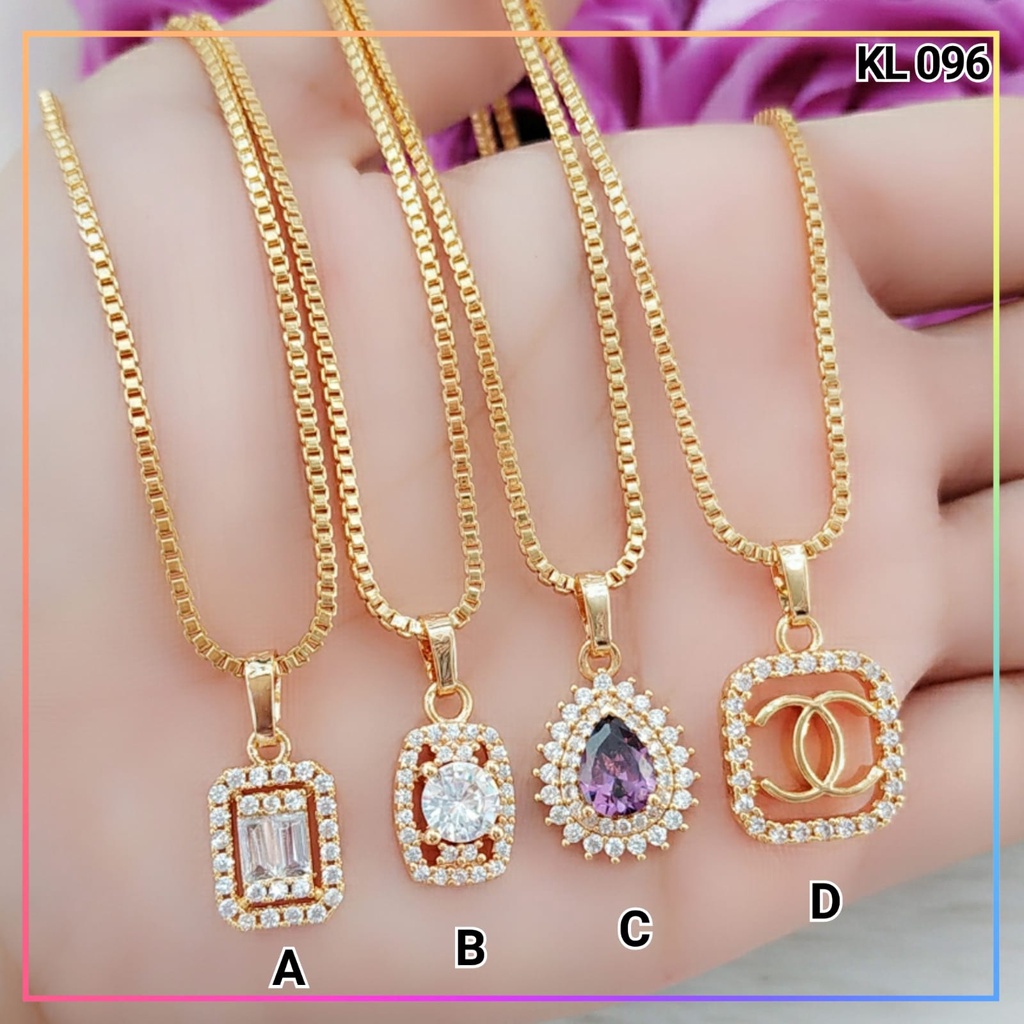 Kalung xuping kalung set liontin dewasa labu permata ungu rantai itali perhiasan wanita lapis emas gold KL 096