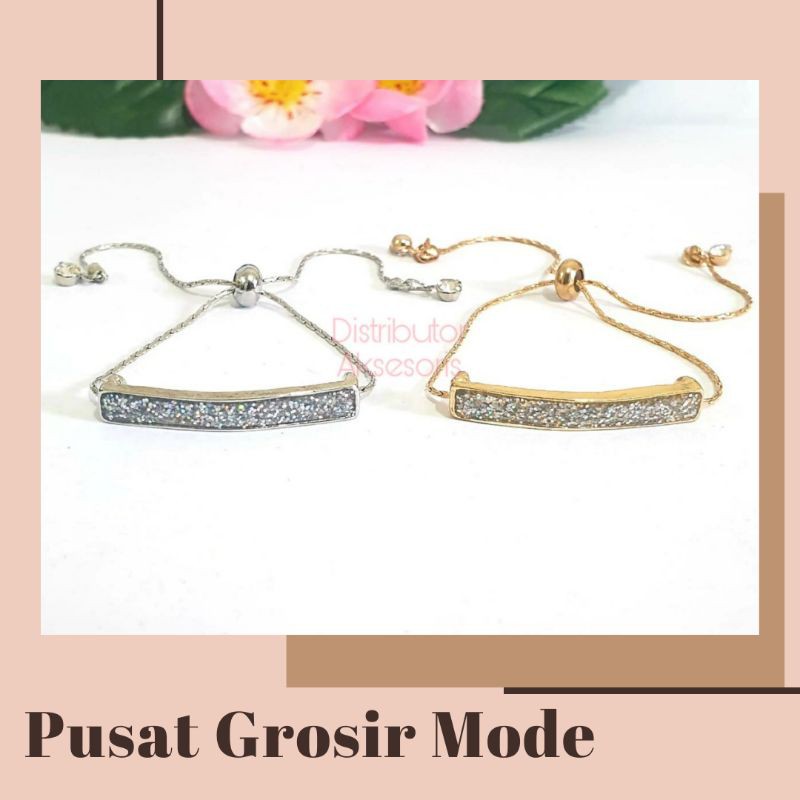 Gelang Plat Glitter Elegan Cantik PGM G39