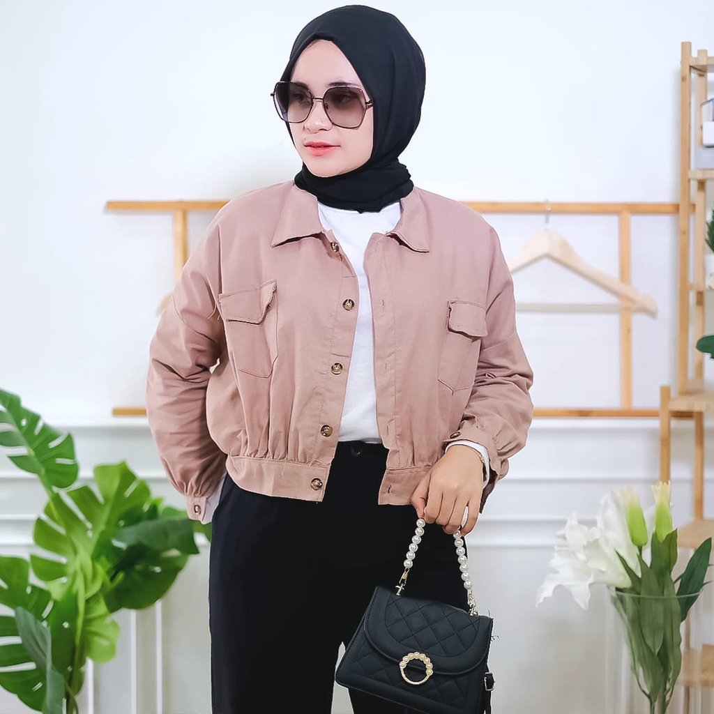 Tq88indonesia  Fashion Baju Jaket  Wanita Lengan Panjang Terbaru / Jiesco Linen Jacket / Outer  Polos Katun LInen Cewek / Ootd / Baju Luaran Wanita