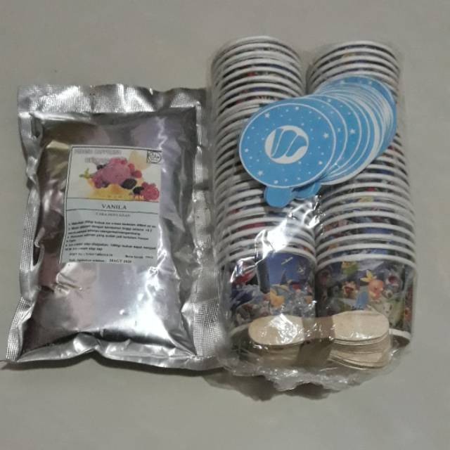 

Paket bubuk ES KRIM VANILA & PAPER CUP