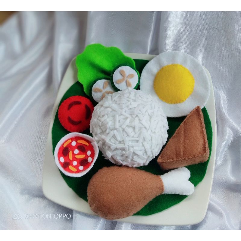 Sepaket nasi liwet flanel/nasi flanel/mainan set makanan
