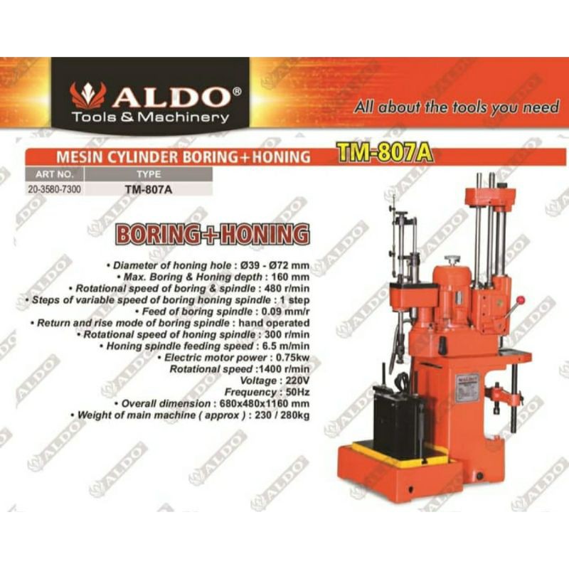 Mesin Cylinder Boring - Honing - ALDO TM-807A